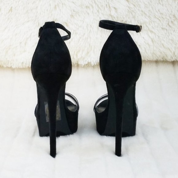 * So Me Black Faux Suede With A 6" Tall Slim Stiletto High Heel - Picture 5 of 8